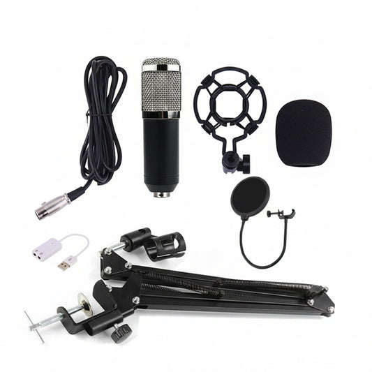 BM-800 Kondensatormikrofon-Set – Professionelles Studio-Mikrofon mit Soundkarte & Stativ für PC, Karaoke & Sprachaufnahmen