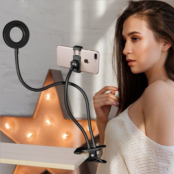 LED-Ringlicht mit Handyhalter – Dimmbares Live-Streaming-Licht mit flexiblem Schwanenhals & 360°-Drehung