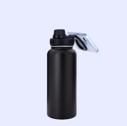 Edelstahl 304 Thermo-Trinkflasche – Doppelwand-Isolierflasche mit integriertem Smartphone-Halter