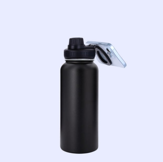 Edelstahl 304 Thermo-Trinkflasche – Doppelwand-Isolierflasche mit integriertem Smartphone-Halter