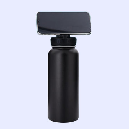 Edelstahl 304 Thermo-Trinkflasche – Doppelwand-Isolierflasche mit integriertem Smartphone-Halter