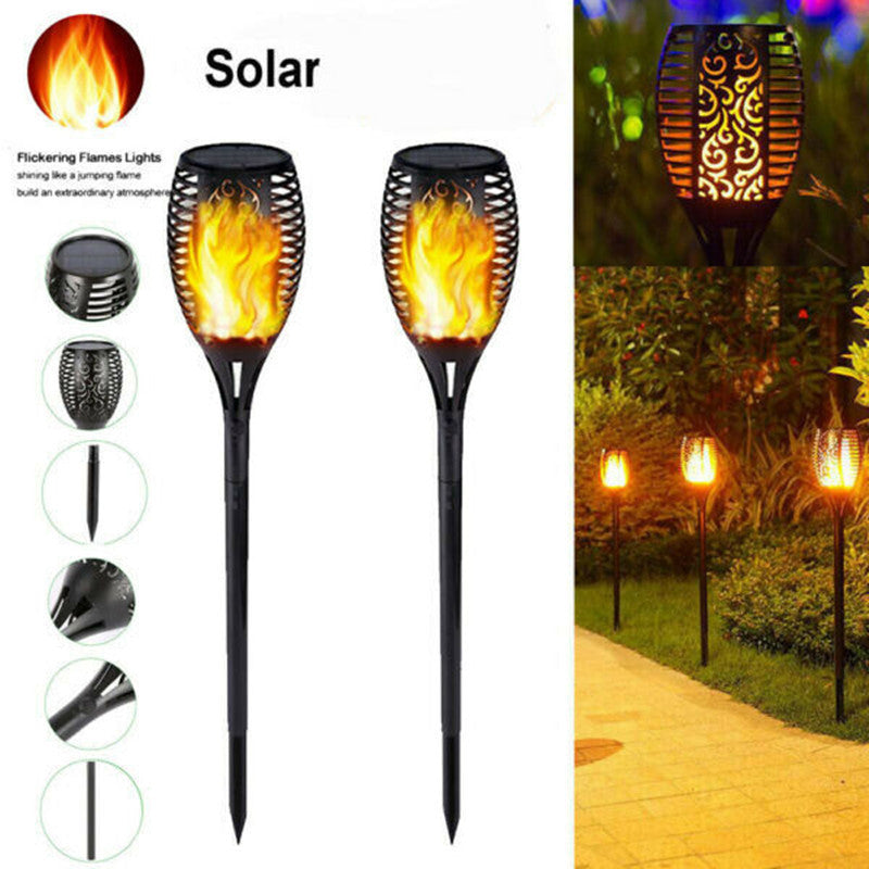 Solar Fackellicht mit 12 LEDs – Garten-Flammenleuchte mit Erdspieß, IP65, Outdoor-Dekolicht