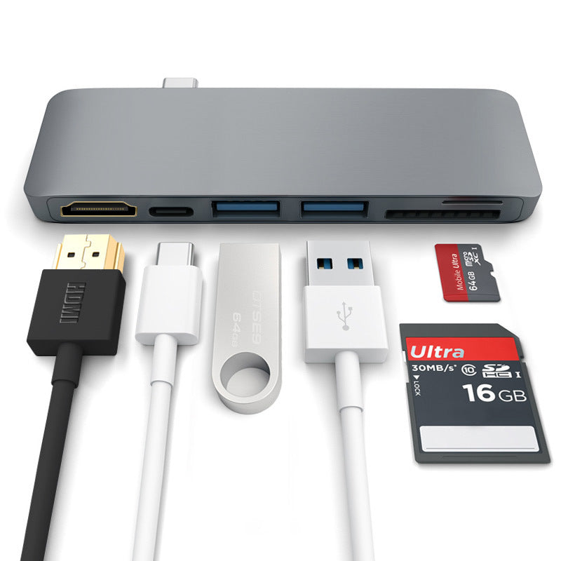 6-in-1 USB-C HDMI Hub – PD, USB 3.0 & Kartenleser für Laptop & MacBook