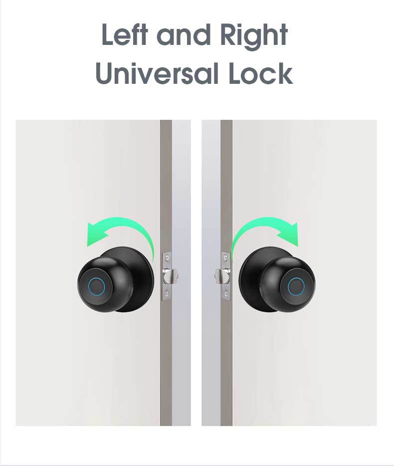 Smart Fingerprint Kugelschloss – Elektronisches Türschloss für Innentüren, DC-betrieben, Amerikanisches Design