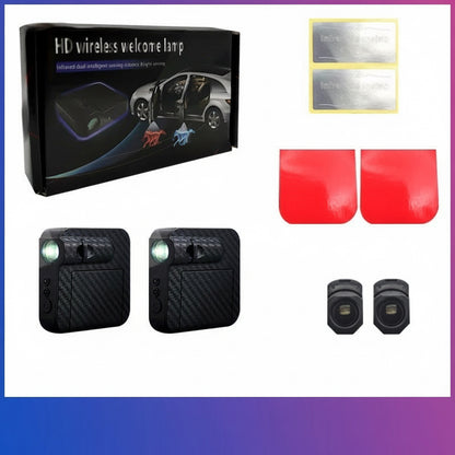Kabellose Auto-Welcome-Light Projektion – Infrarot Türsensor Licht mit Carbon-Fiber Look, LOGO Bodenprojektion