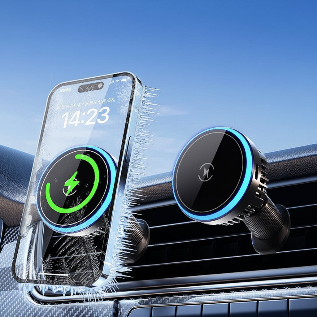 Magnetische Auto-Handyhalterung – 15W Wireless Fast Charger mit LED-Ambientebeleuchtung für Lüftungsgitter