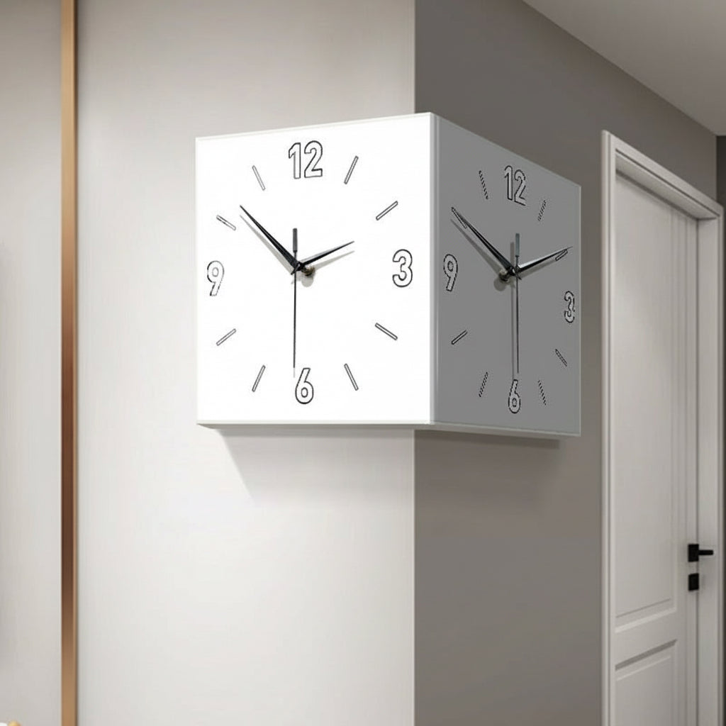 Doppelseitige Eck-Wanduhr