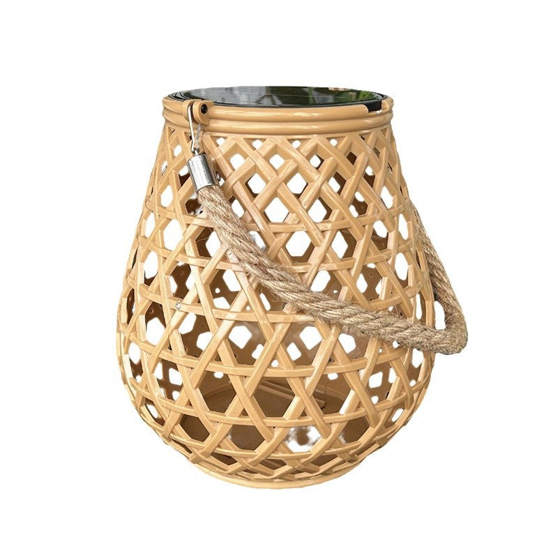 Solar-Hängeleuchte im Bambus-Design – Außenlaterne mit Hohlmuster, warmweiß