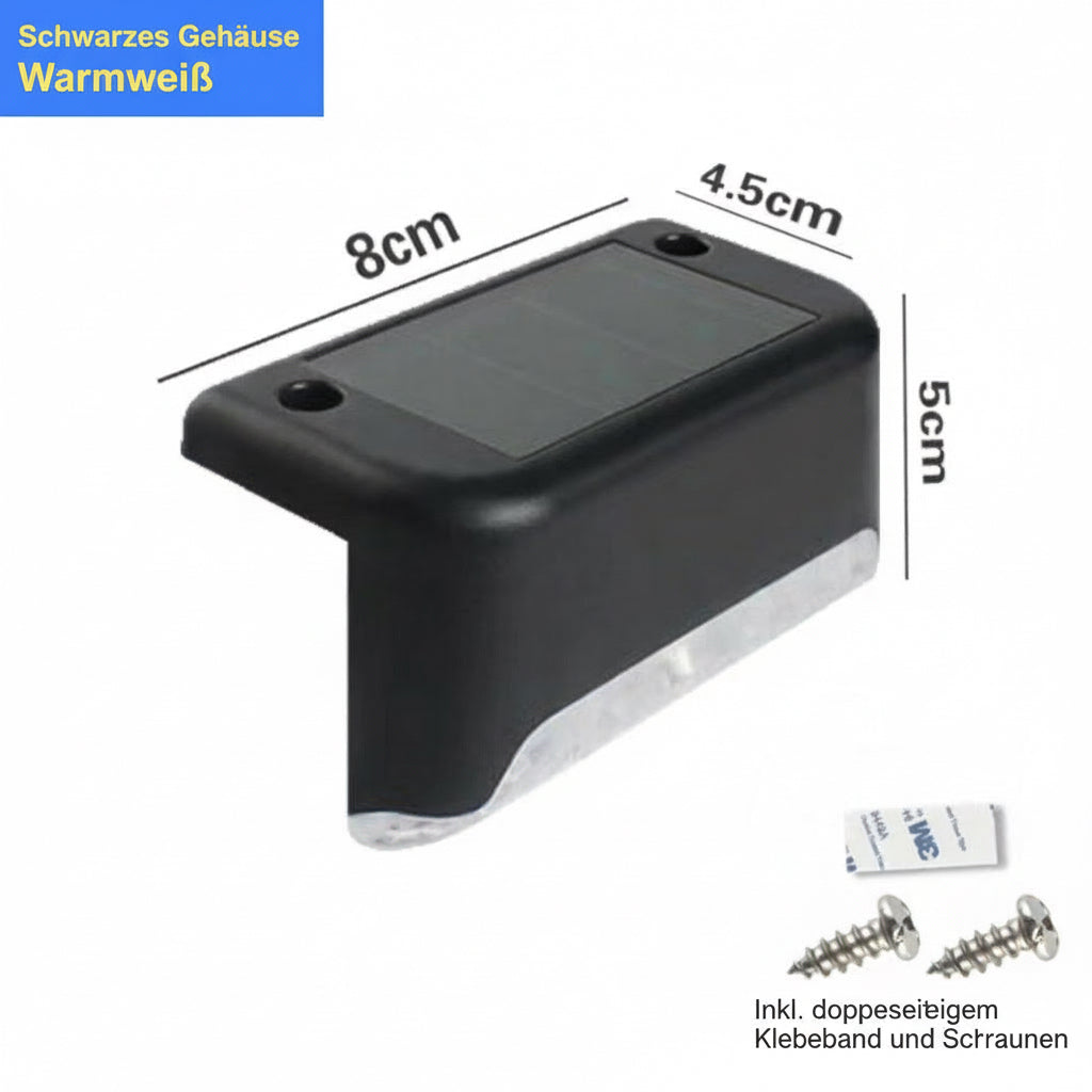 Solar-Stufenlicht – Wasserdichte LED Wandleuchte für Treppen, Zaun & Garten
