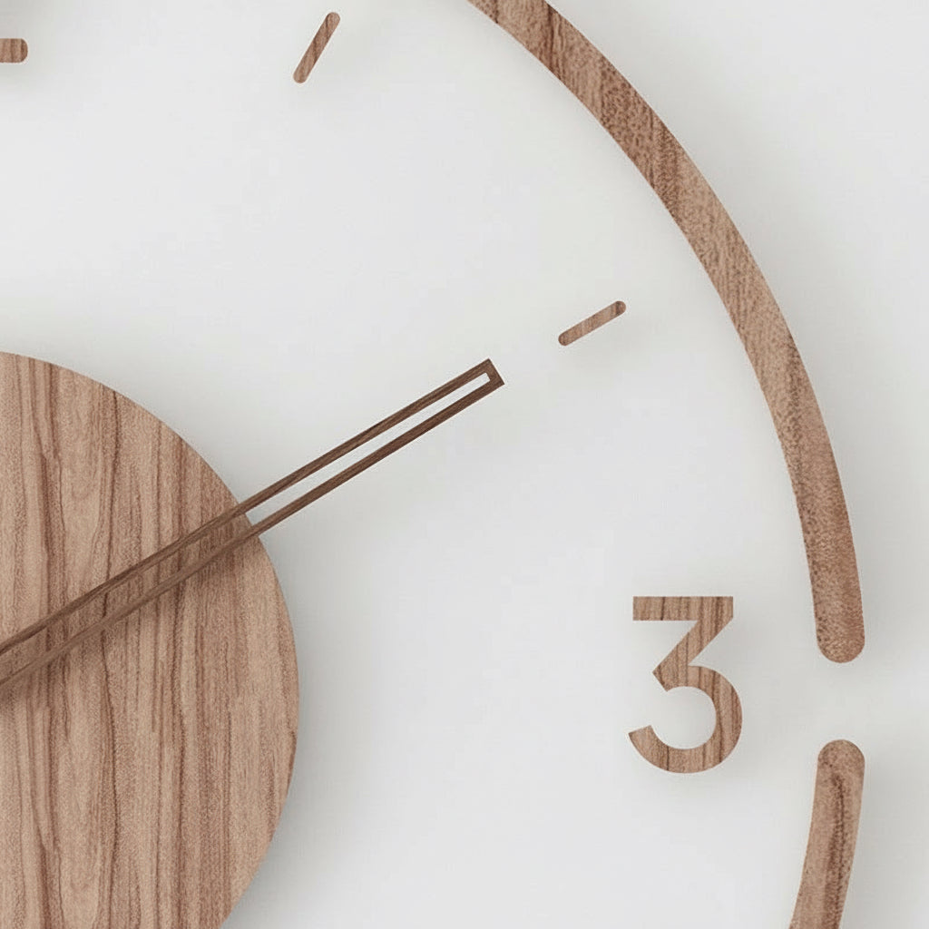 Moderne leise Wanduhr aus Holz
