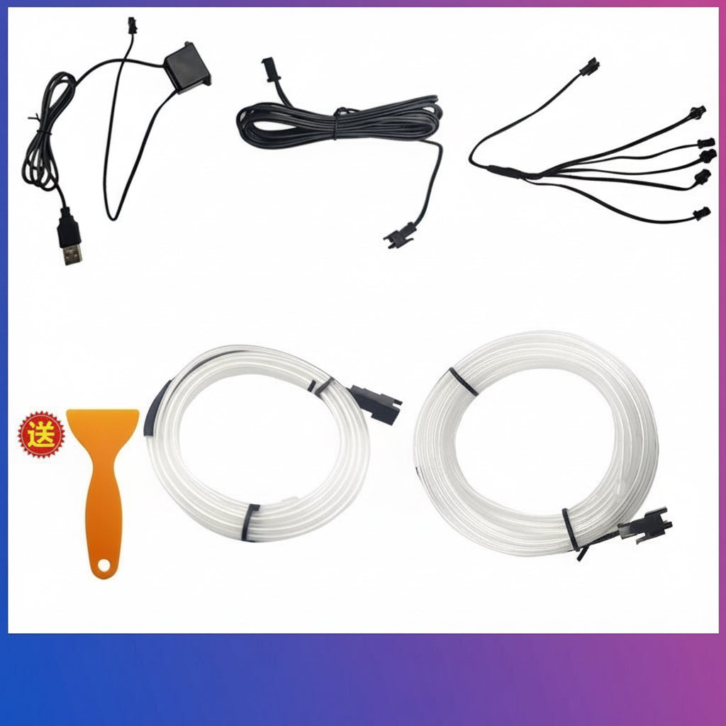 EL-Kaltlicht LED Auto-Ambientebeleuchtung – Universelle Lichtleiste ohne Installation