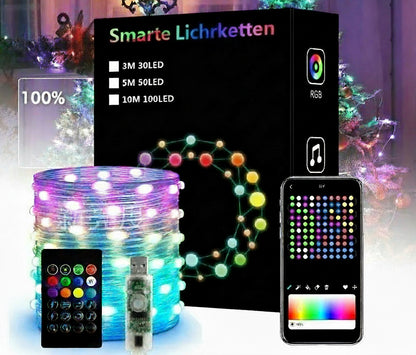 USB-Bluetooth RGB-Lichterkette – App- & Fernbedienung, Musiksteuerung, Wasserdicht