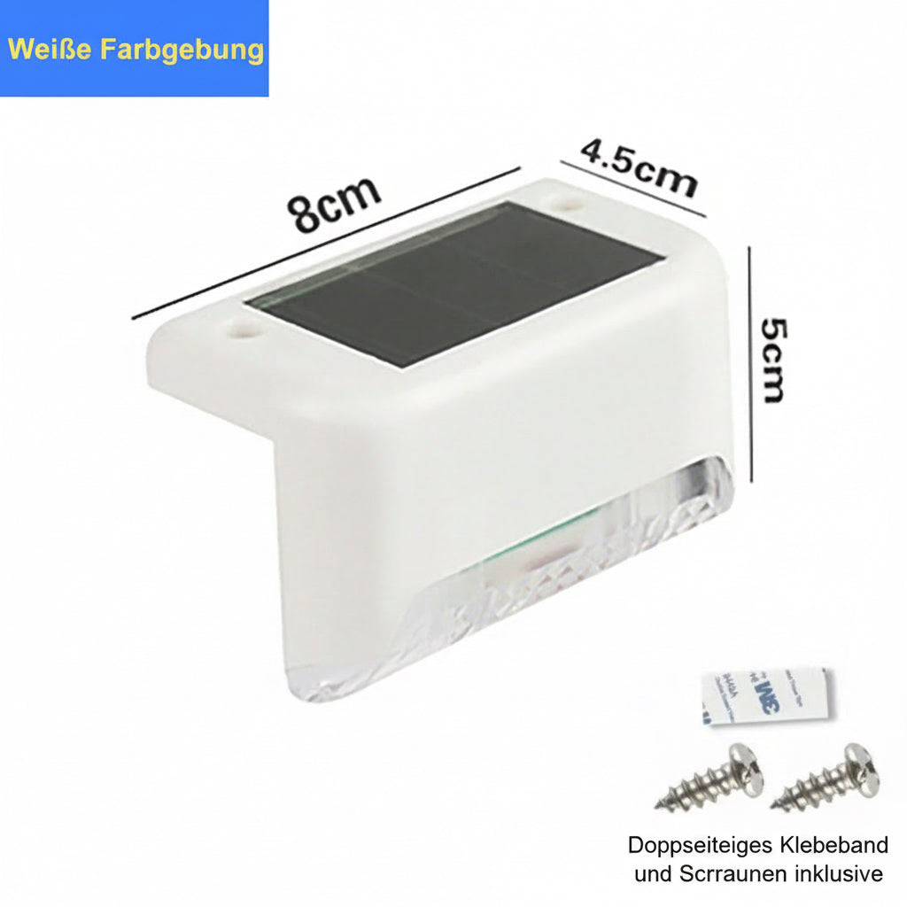 Solar-Stufenlicht – Wasserdichte LED Wandleuchte für Treppen, Zaun & Garten