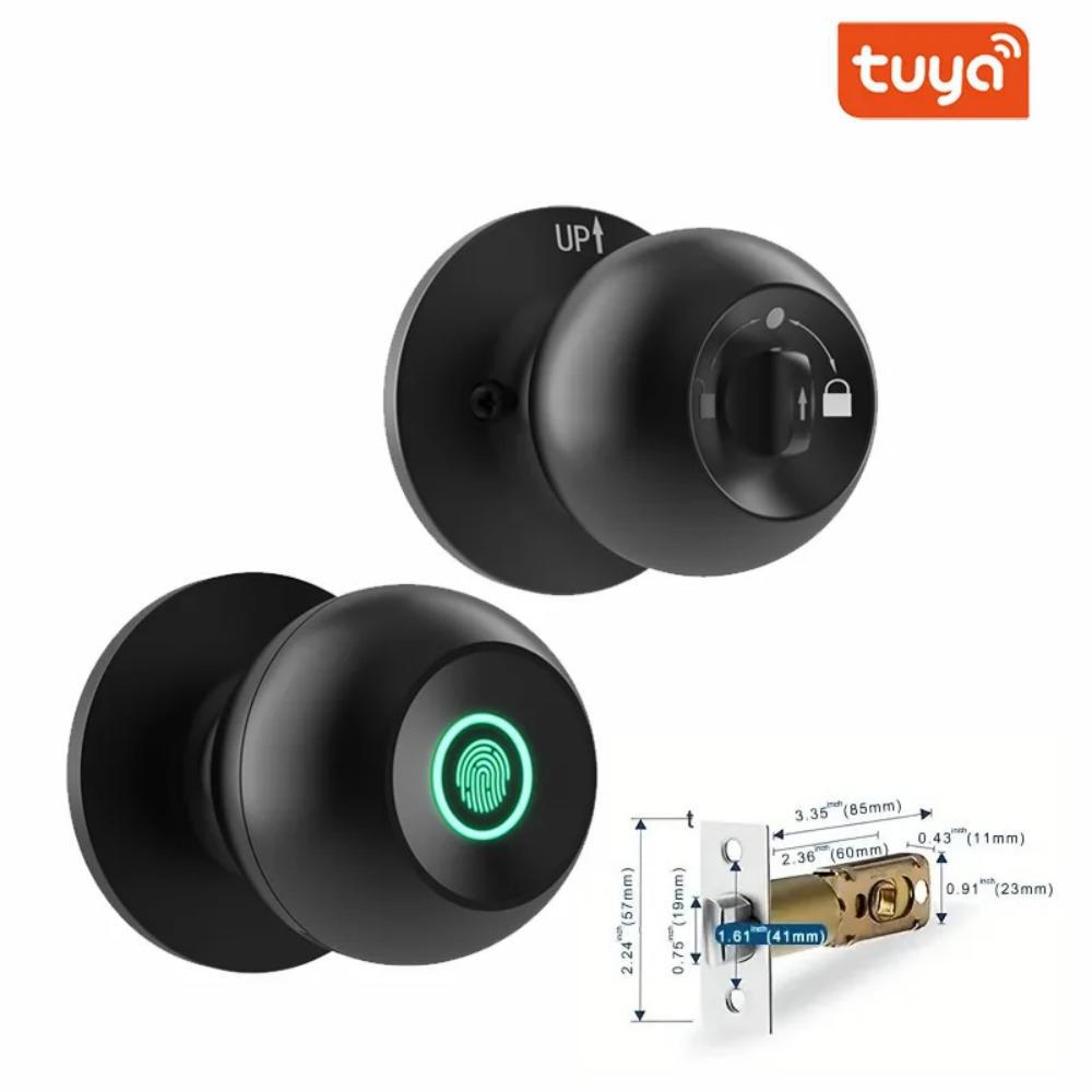 Smart Fingerprint Kugelschloss – Elektronisches Türschloss für Innentüren, DC-betrieben, Amerikanisches Design