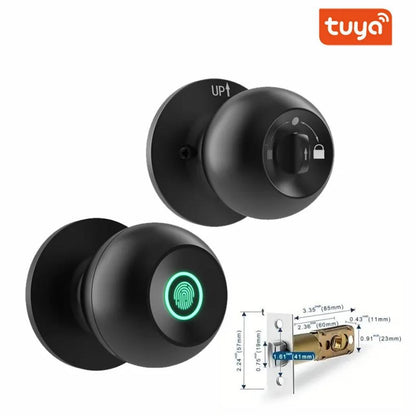 Smart Fingerprint Kugelschloss – Elektronisches Türschloss für Innentüren, DC-betrieben, Amerikanisches Design