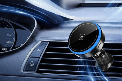 Magnetische Auto-Handyhalterung – 15W Wireless Fast Charger mit LED-Ambientebeleuchtung für Lüftungsgitter