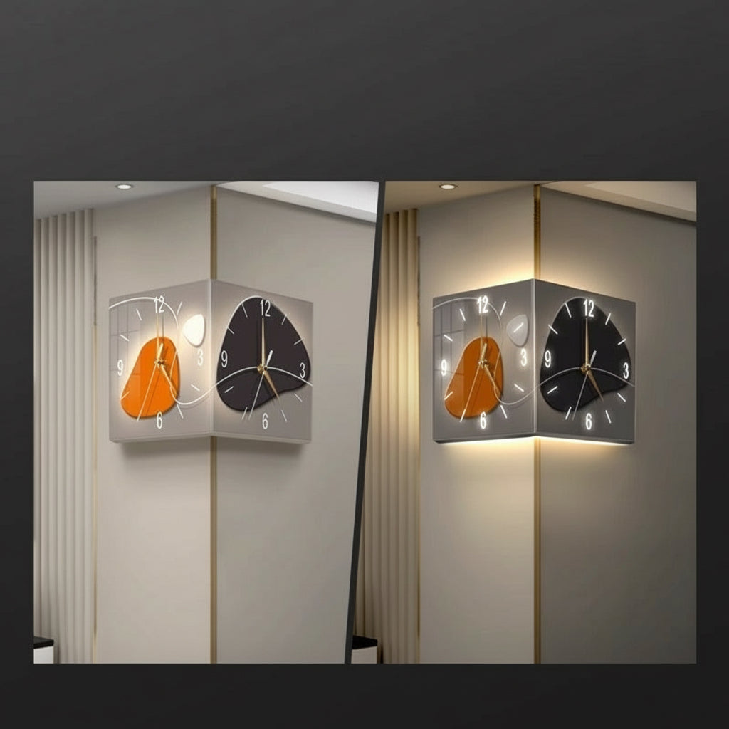 Doppelseitige Eck-Wanduhr