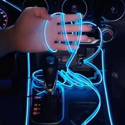 3 m Auto-LED Ambientebeleuchtung – USB EL-Kaltlicht Innenraum Lichtleiste ohne Installation