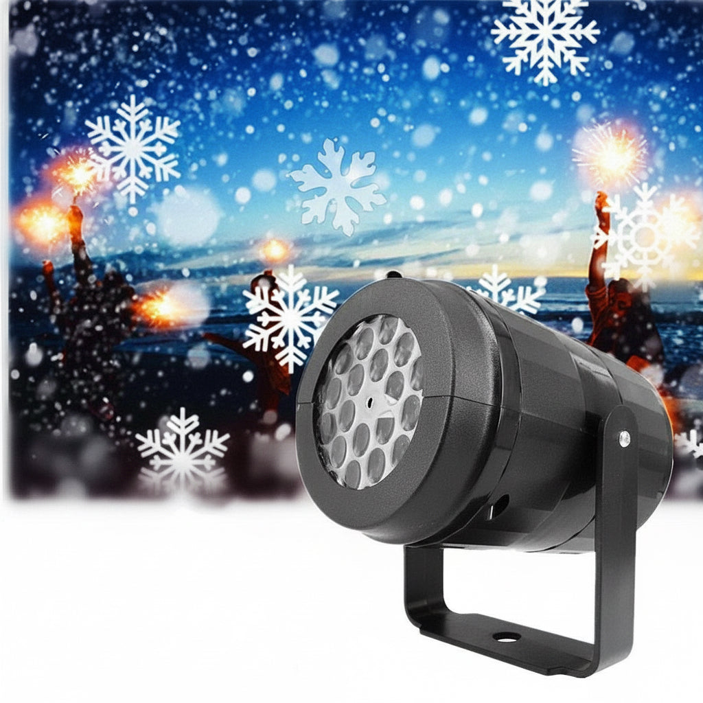 LED Weihnachts-Projektor – 16 Muster Schneeflocken Licht, USB 5V, Indoor Deko & Festbeleuchtung