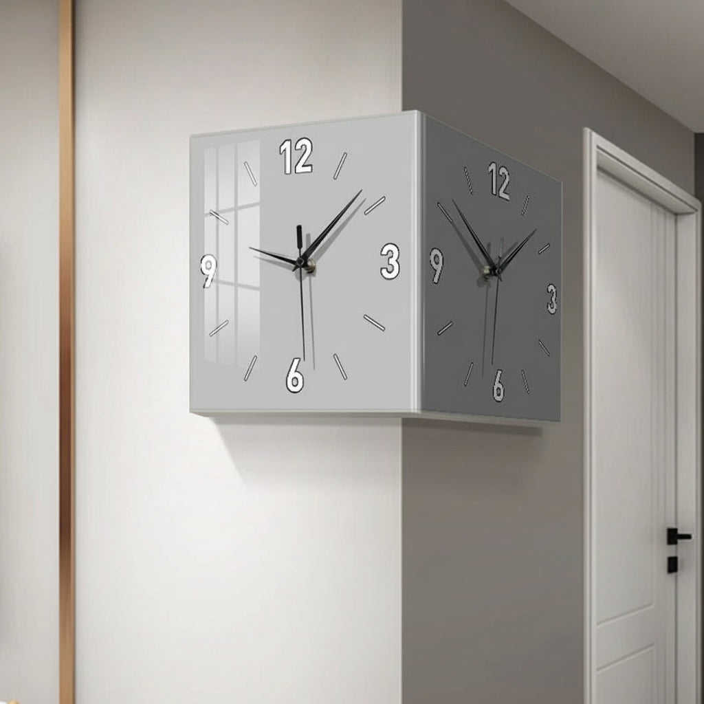 Doppelseitige Eck-Wanduhr